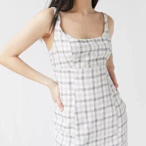 URBAN OUTFITTERS UO Winona Mini Dress Women's Small Plaid Linen Blend Casual